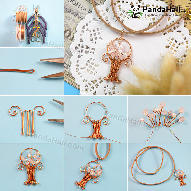 1080-8-PandaHall-Tutorial--on-Wire-Wrapped-Flower-Basket-Necklace