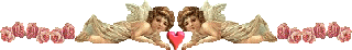 Gif barre Deux angelots et cœur rouge 320 pixels