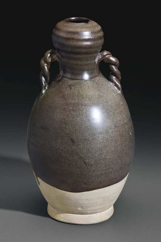 A teadust-glazed two-handled bottle, China, Tang dynasty (AD 618-907)