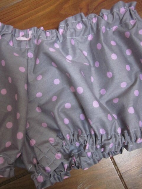 Culotte BIANCA en coton gris à pois rose - Noeud de vichy rose (1)
