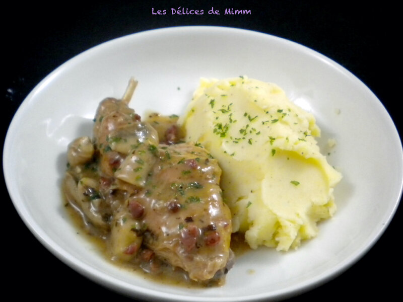 Lapin au cidre, lardons et champignons 2