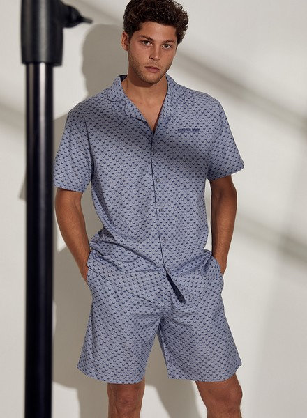 pyjama-court-homme-veste-coton