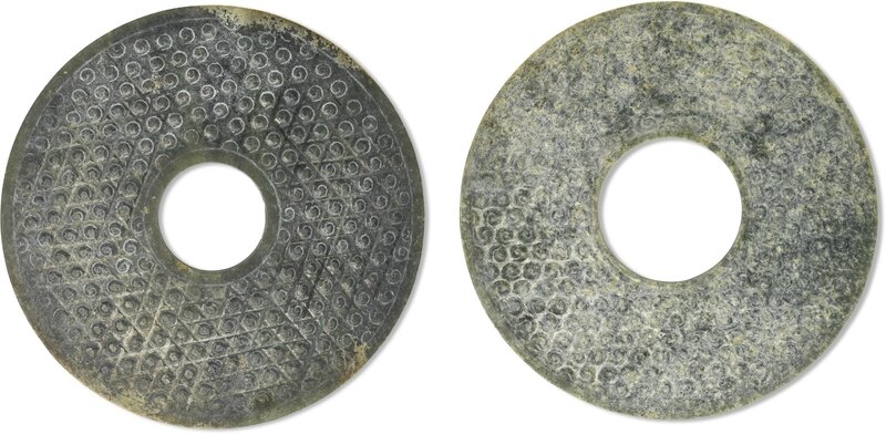 Two jade bi discs, Warring States period