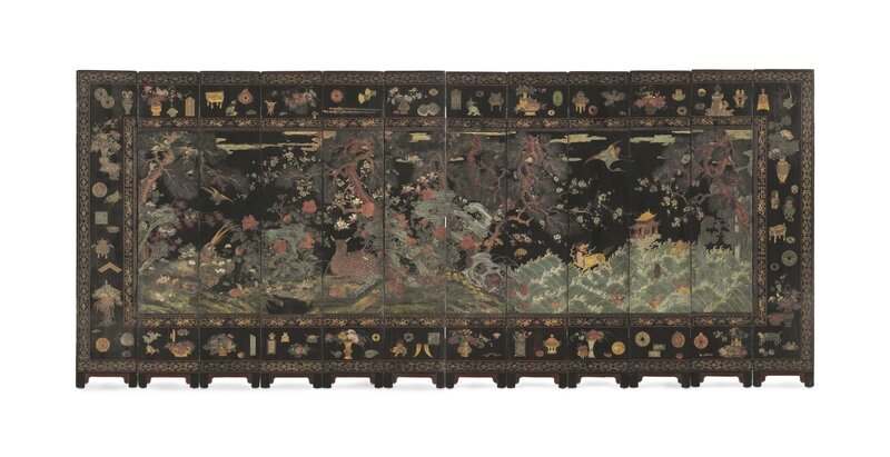 A magnificent twelve-panel Coromandel lacquer screen, Kangxi period (1662-1722)
