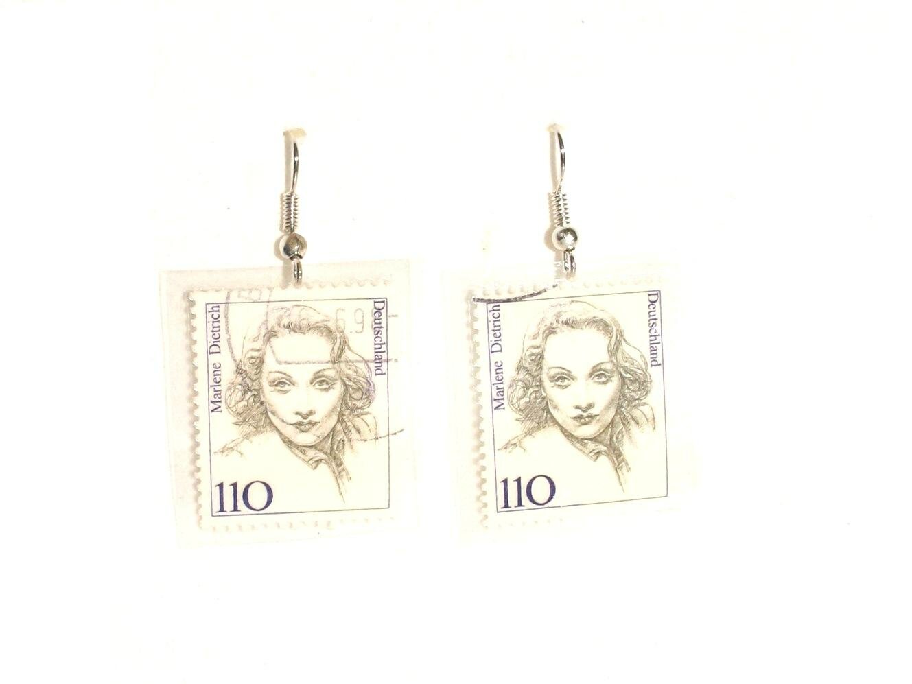 boucles d'oreilles timbres marlène Dietrich