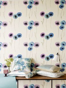 Poppies mauve ultramarine wallpaper_lr