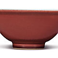 A fine <b>copper</b>-<b>red</b>-<b>glazed</b> <b>bowl</b>, Yongzheng mark and period (1723-1735)
