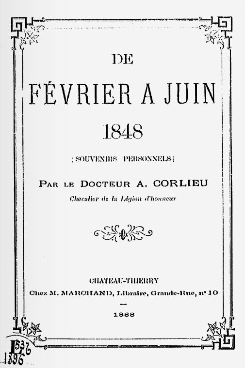 Dr Corlieu de février à juin 1848 couv