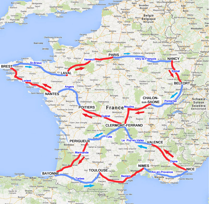 Carte de France Tour 1911 B