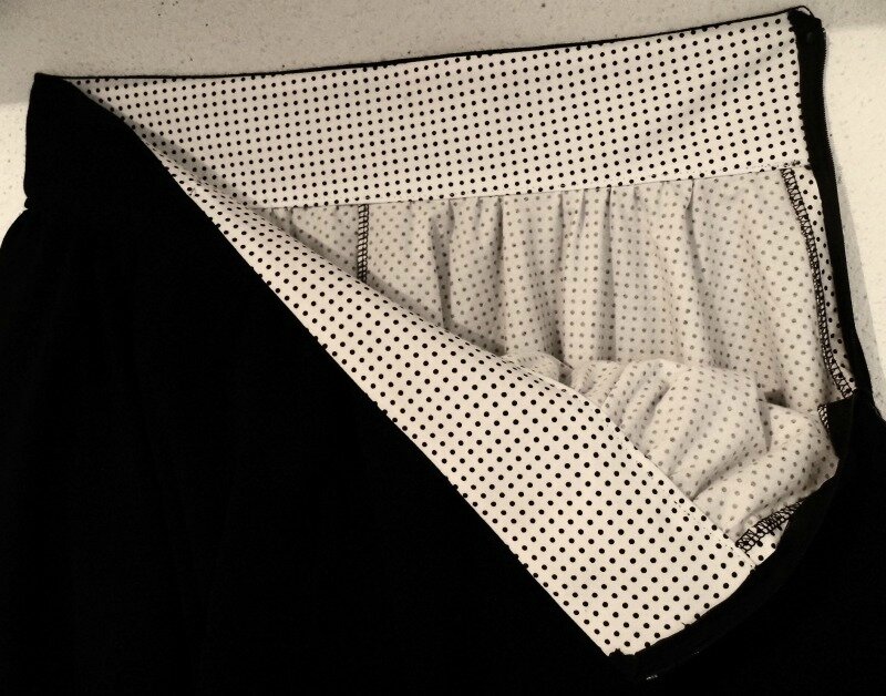 Zoom ceinture jupe forme noir et pois Fév 2015