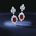 Exceptional Pair of <b>Ruby</b> and Diamond Pendent Ear Clips, Bulgari