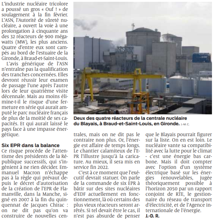 2021 03 09 SO Le nucléaire français est toujours en quête d'un avenir dégagé sur fond d'incertitudes2