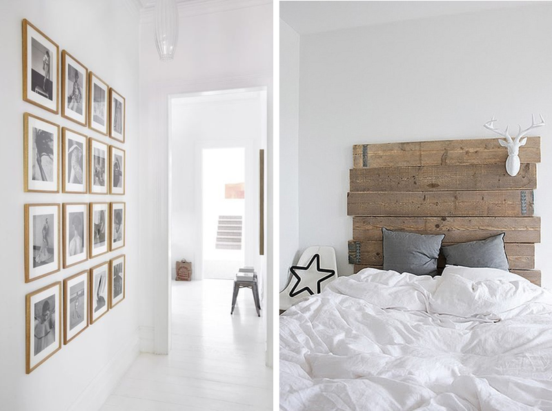 intérieur blanc et bois brut idée décoration design mur tête de lit DIY minimaliste inspiration