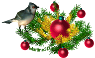 gif animé 3d joyeux Noel branche sapin déco oiseau