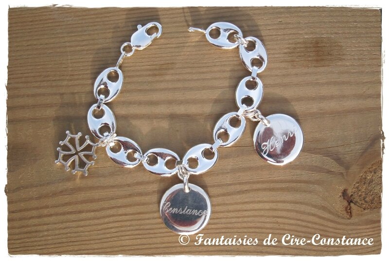 Bracelet grains de café croix occitane médailles-2