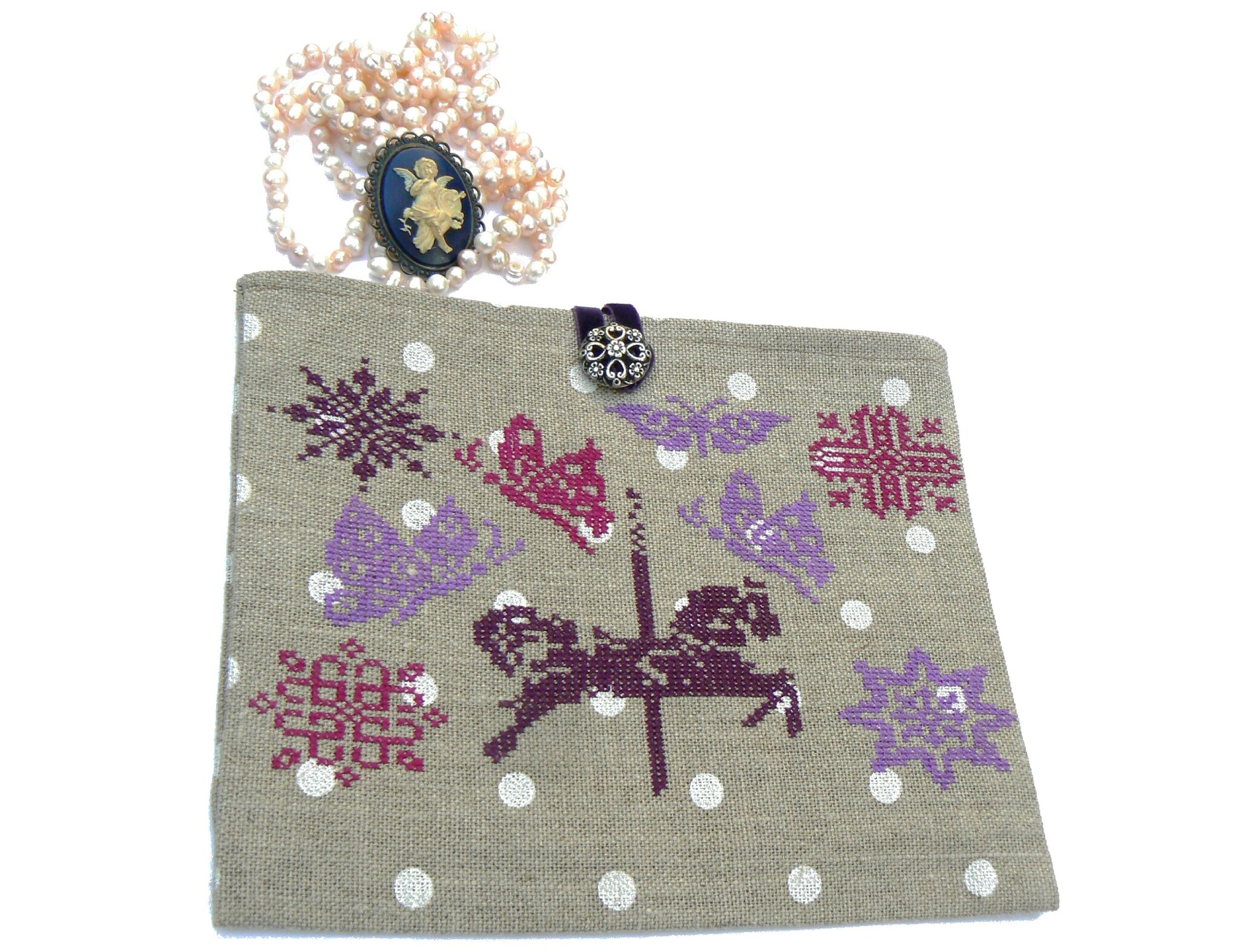 POCHETTE CHEVAL DE CARROUSEL PRUNE