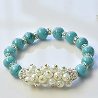 How to Make a Simple Beaded Bracelet with Turquoise Beads and Pearl Beads 6