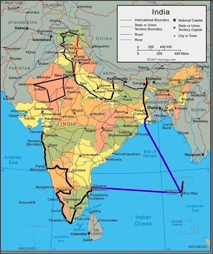 itinéraire india-map au 4 septembre