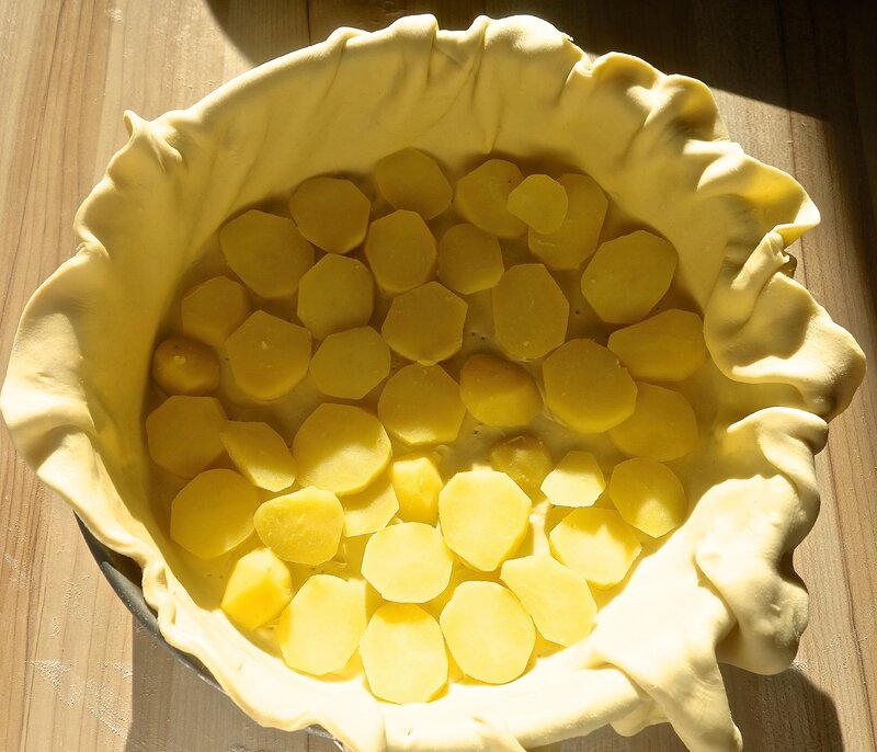 tourte au confit de canard, au foie gras, aux pommes de terre, aux cèpes, etc...