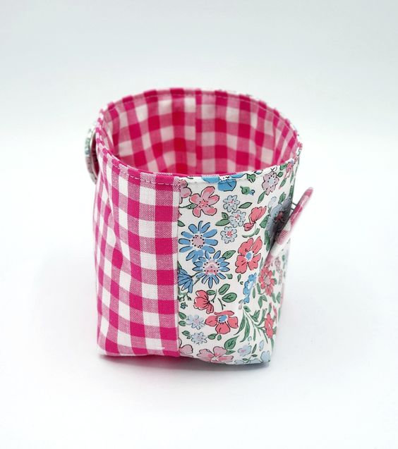 pochette tissu vichy rose et liberty