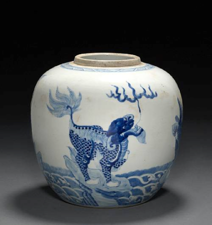 A_blue_and_white_porcelain_jar