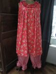 Panty en coton vichy rouge et blanc - taille élastique - lien de serrage au bas - robe BRUNE en coton fleuri rouge(15)