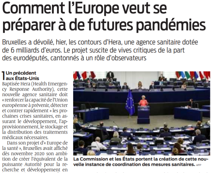 2021 09 17 SO Comment l'Europe veut se préparer à de futures pandémies