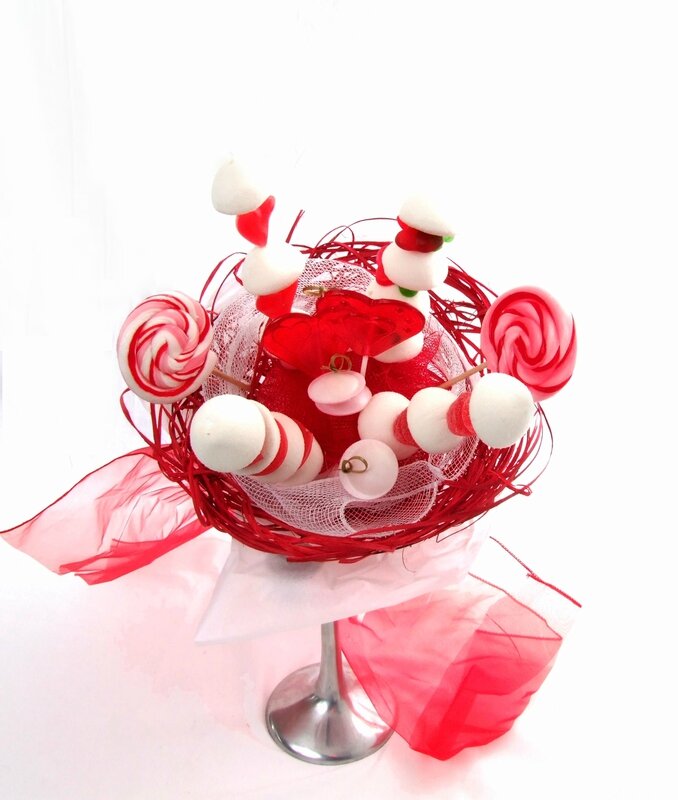 Bouquet bonbons sucette rouge