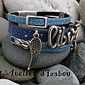 <b>bracelet</b> en cuir bleu et jean 