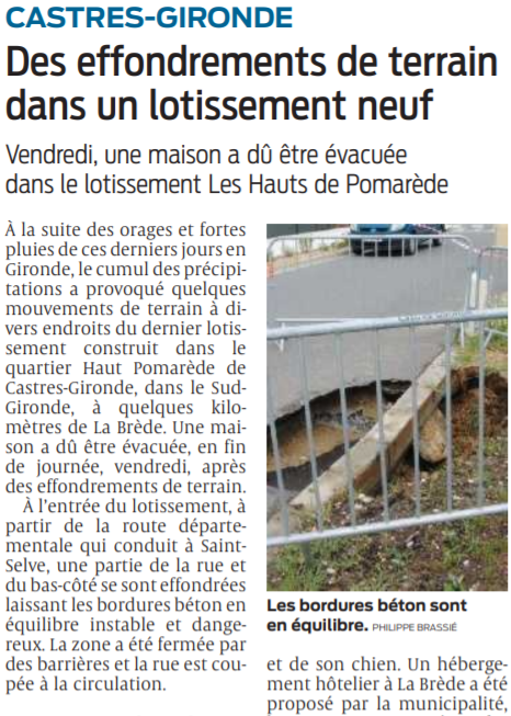 2021 06 20 SO Des effondrements de terrain dans un lotissement neuf