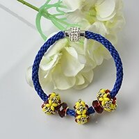 How to Make Blue Nylon Threads Kumihimo Bracelet with European Beads Decor (2)
