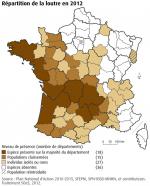 Répartition des loutres en France en 2012