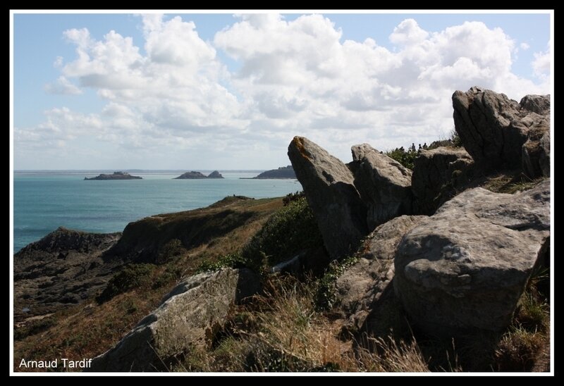 00200 Bretagne Saint-Coulomb - La Côte d'Emeraude - Vue vers Port Mer et le Rocher du Cancale depuis l'Ile des Landes