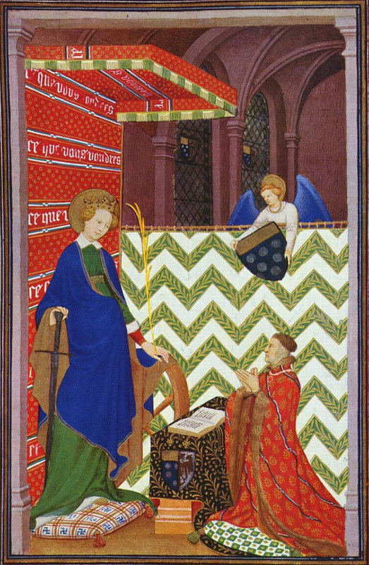 Boucicaut agenouillé devant sainte Catherine (Heures du maréchal de Boucicaut)