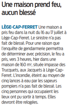 2021 07 18 SO Une maison prend feu aucun blessé