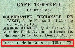 Annuaire 1921-1922 Café torréfié Riche