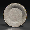 A rare Ge-type mallow-form dish, Yuan-early Ming Dynasty, <b>13th</b>-<b>15th</b> <b>century</b>