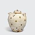 A spotted celadon ewer and lid, Trần dynasty, 13th-<b>14th</b> <b>century</b>