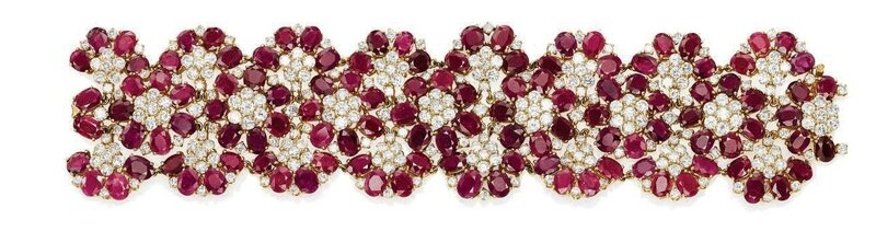 A ruby and diamond bracelet
