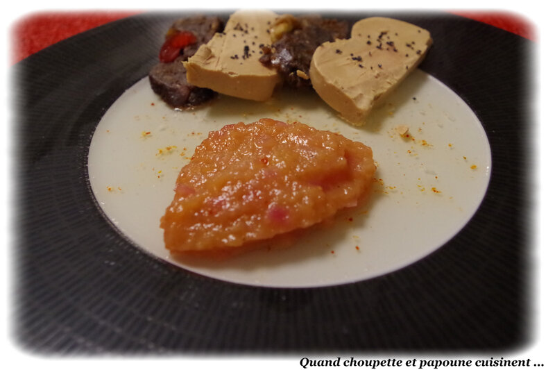 assiette de foie gras de canard sur gelée de gewurtz, chutney de bergamote-1434