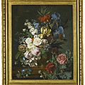 Jan Frans van Dael (Antwerp 1764 - 1840 Paris), Still life with <b>fritillaria</b> imperialis, roses and tulips in a stone vase, ...