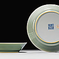 A pair of celadon-glazed dishes, <b>Daoguang</b> <b>seal</b> <b>marks</b> <b>and</b> <b>period</b> (<b>1821</b>-<b>1850</b>)