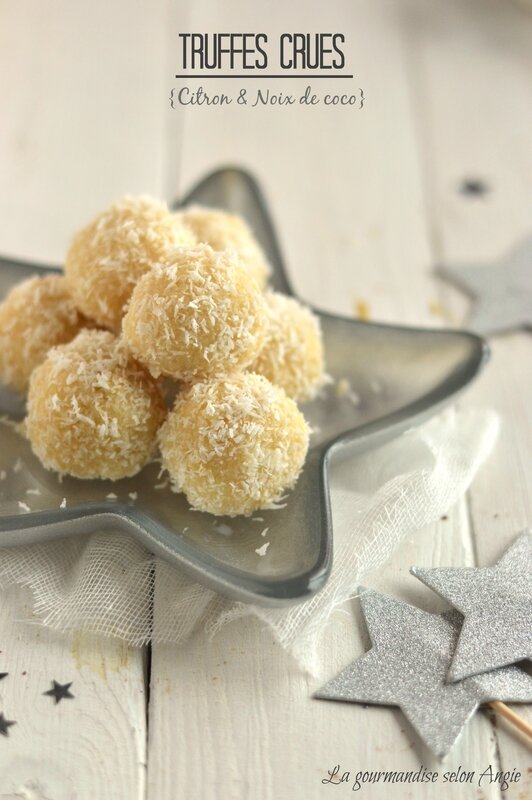 recette de Noël - truffes crues noix de cajou, citron et noix de coco