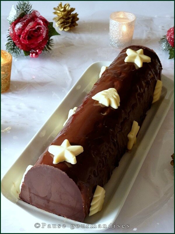 Bûche chocolat vanille sur croustillant praliné (61)