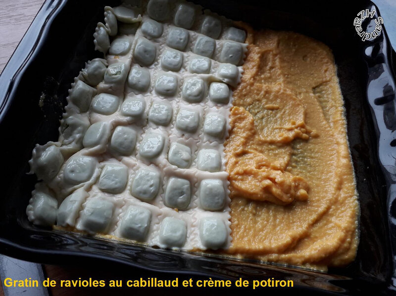 1206 Gratin de ravioles au cabillaud et crème de potiron 3