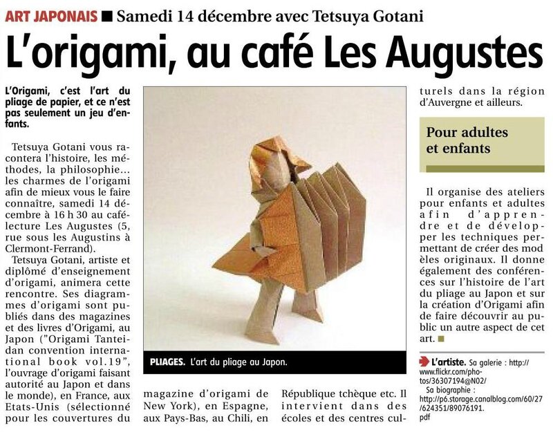 article journal La Montagne 10122013 causerie origami