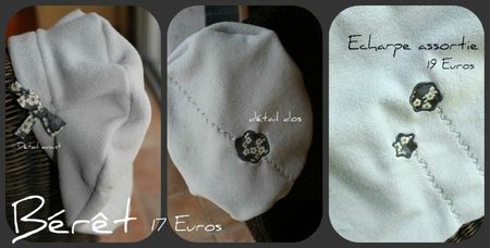 beret echarpe gris clair