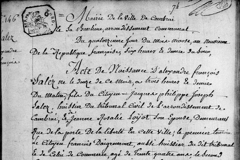 1801 an 9 naissance de Alexandre François SALEZ_1