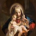 <b>Giambattista</b> <b>TIEPOLO</b> (Venise 1696 - Madrid 1770). La Vierge à l'Enfant à la grenade dans un ovale peint 