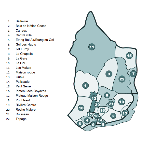 Les quartiers de Saint-Louis de la Réunion - 97450